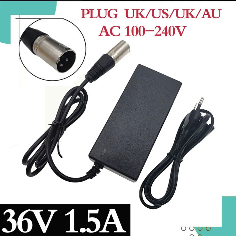 Battery Charger 36V 1.5A Lead-acid Battery Charger for 3s 12v Lead Acid Battery 3-Pin XLR Connector