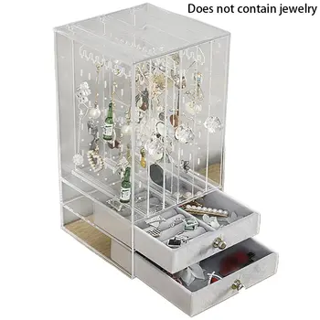 

Multifunctional Jewelry Storage Box Plastic Transparent Dust Earrings Finishing Box Desktop Vertical Lagerung Rack