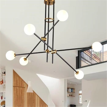 

Nordic Minimalist Angle Adjustable Glass Ball Led Chandelier Art Living Room Dining Room Lamp Fixtures Free Shipping LED Bulbs