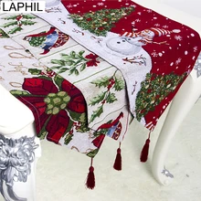 LAPHIL Рождественский цветок Снеговик настольная дорожка рождественские вечерние скатерть для обеденнго стола крышка Счастливого Рождества украшения для дома Navidad
