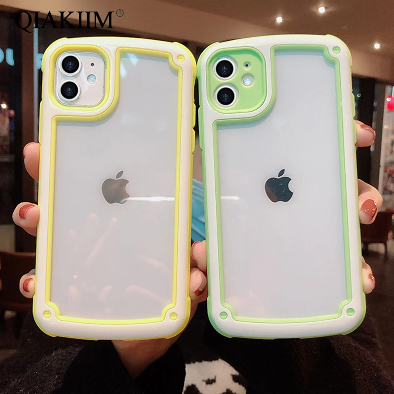 Candy Color Clear Phone Case For iPhone 11 Pro Max XS X XR 6 6S 7 8 Plus SE 2 Shockproof Bumper Silicone Frame Transparent Cover | Мобильные