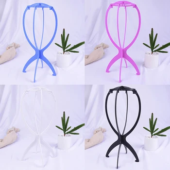 

JETTING Hot Sale 1PC Wig Stand Plastic Wig Holders Display Portable Folding Stable Wig Stand Tool Black/Blue/White/Pink