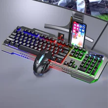 Teclado de jogo e mouse usb com fio teclado mecânico backlight pc gamer claver jogo de rato de teclado silencioso para computador portátil