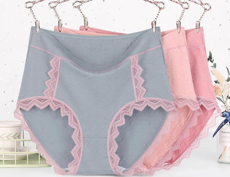 3pcs Panties for women  6XL big size fat  pure cotton anti-bacterial high waist for middle-aged and elderly women cotton shorts