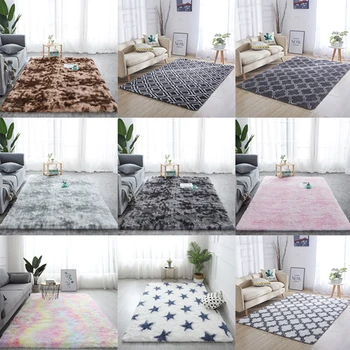 

1 Pcs New Practical 40*40cm Shaggy Tie-dye Carpet Printed Plush Floor Fluffy Mats Area Rug Living Room Mats