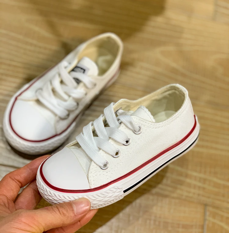 Claladoudou 13.5-18.5CM Kids Casual Shoes Red White Black Children Unisex Canvas Shoes Toddler Breathable Sports Shoes For Baby