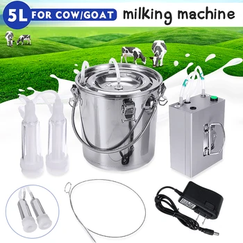 

5L Electric Milking Machine for Goat Cow Automatically Stop Vacuum Impulse Milking Machine Stainless Steel Milking Bucket