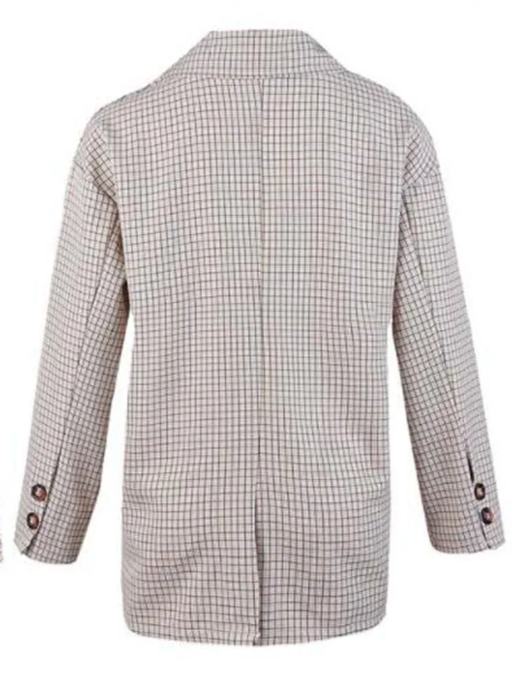 Europe And America Autumn And Winter New Style WOMEN'S Dress-Style Fold-down Collar Pattern Suit of Button Long Sleeve Slim Fit