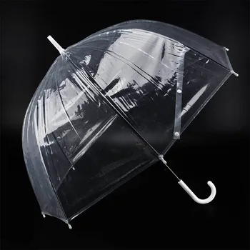 

Long Handle Umbrella Plastic Transparent Leaf Cage Sun Umbrella Umbrella Parasol Female Semi-automatic Sunshade