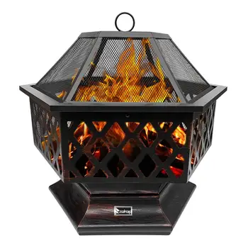 

Camping Equipment Camping Stoves Outdoor Wood Fire Hexagonal Pits / Heater/ Copper Windproof Wood Stove Stainless Steel