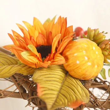 

Diy Artificial Flower Fall Wreath With Wooden Star Base Sunflowers Maple Leaves Decorated Thanksgiving Wreath