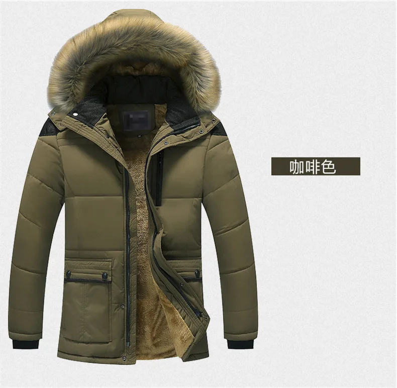 Large Size Autumn And Winter Youth Casual Mid-length Cotton-padded Clothes Men plus Velvet Cotton-padded Jacket Korean-style Coa