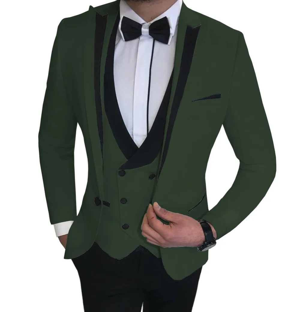 Костюмы Под заказ Slim Fit 3 шт. деловой пиджак жениха смокинг Блейзер белые костюмы для свадьбы выпускной вечер(Блейзер+ жилет+ брюки - Цвет: as picture