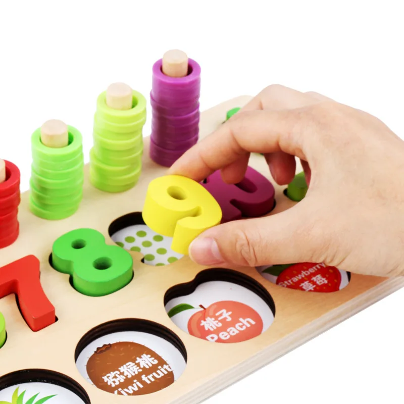 

Numbers Board Three-in-One Fruit Cut 0.6 Kindergarten Magnetic Cutting Building Blocks Toy