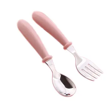 

Baby Gadgets Tableware Set Children Utensil Stainless Steel Toddler Dinnerware Cutlery Cartoon Infant Food Feeding Spoon Fork
