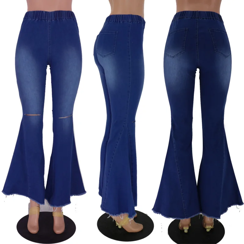 

3Y Spring 2020 Amazon Wise Express Ebay High Elastic High Waisted Women's Jeans Flared Pants Hot Spot