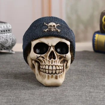 

Halloween Indian Skull Decoration Funny Scary Skull Resin Skull Model with Hat Skeleton Figurine Statue for Halloween Drawing S