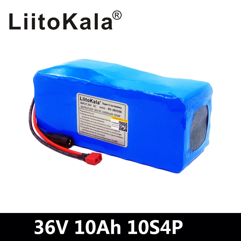 

LiitoKala 36V 10Ah 500W High power&capacity 42V 18650 lithium battery pack ebike electric car bicycle motor scooter with BMS