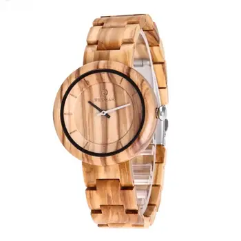 

Ebay wish the new European and American fashion big dial wooden table fashion quartz watch olive wood table