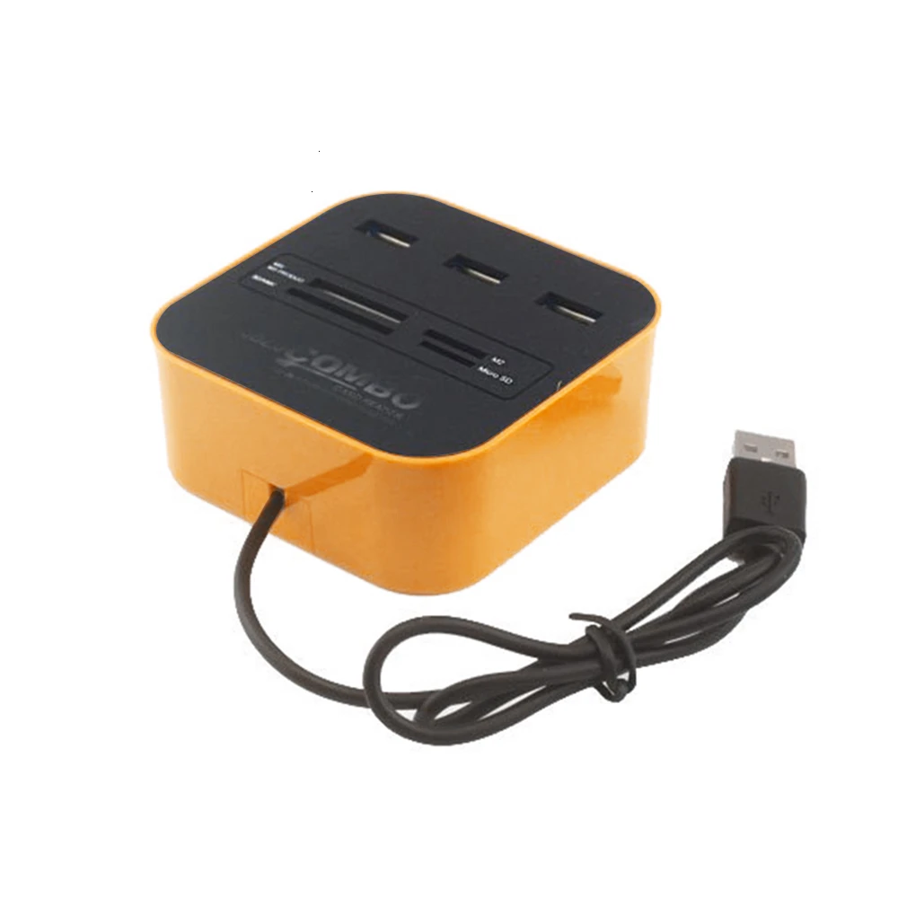 Orange Usb-хаб 2,0 Мульти USB 3 порта USB Высокоскоростной разветвитель многофункциональный концентратор Поддержка SD M2 MS TF USB карта широко совместимая Универсальная - Цвет: Orange