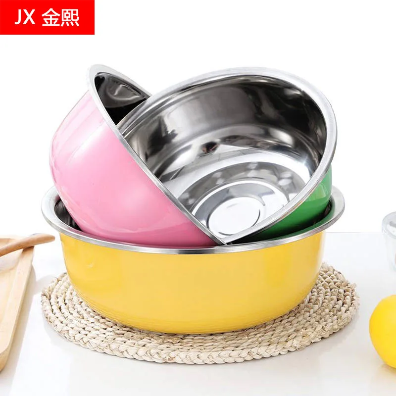 

Three-piece color bowl round stainless steel basin sink kichen accessories bakery tools pastry tools kitchen aid accessories