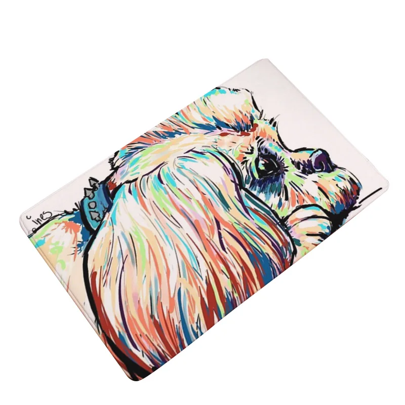 Welcom ковер уличный дверной коврик смешной импрессионист большое лицо собака цифровая печать впитывающие коврики Ванная комната Кухня нескользящий коврик - Цвет: 5