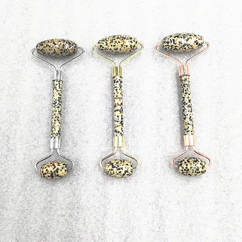 

KCONYD Factory Wholesale Natural Jade Face Roller-Leopard spots-Straight hand-Classic metal stents