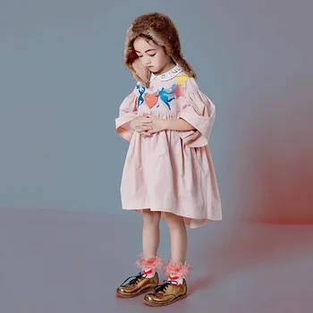 

Children's Day Performance Clothing RAS Short-sleeved Embroidered Dress European and American Style Girl Dress Catwalk Skirt