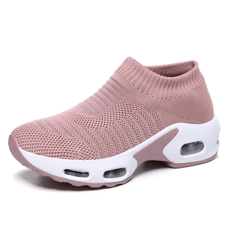 Women Sneakers Spring Flat Slip on Platform Breathable Mesh Sock Shoes