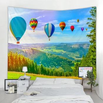 

Hot Air Balloon Tapestry Mountain Nature Landscape Art Wall Hanging Tapestries for Living Room Home Decor