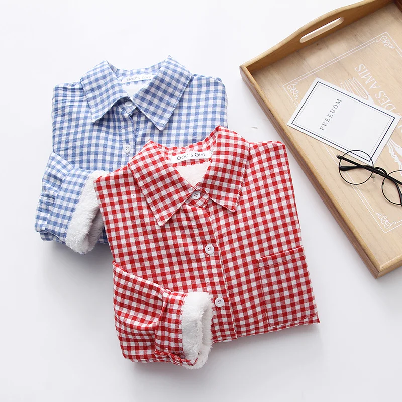 Вельветовые плотные женские блузки в клетку зимняя теплая рубашка стиле