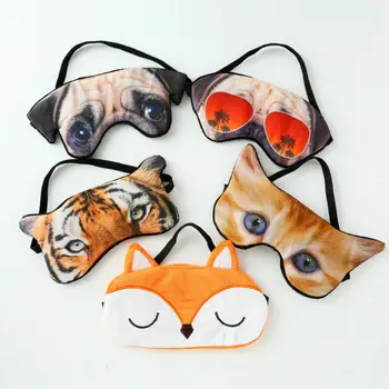 

Travel Sleeping Blindfold Novelty Lifelike 3D Animal Eye Mask Funny Cat Tiger Pug Glasses Dog Cartoon Fox Eye Patch Sleep Mask