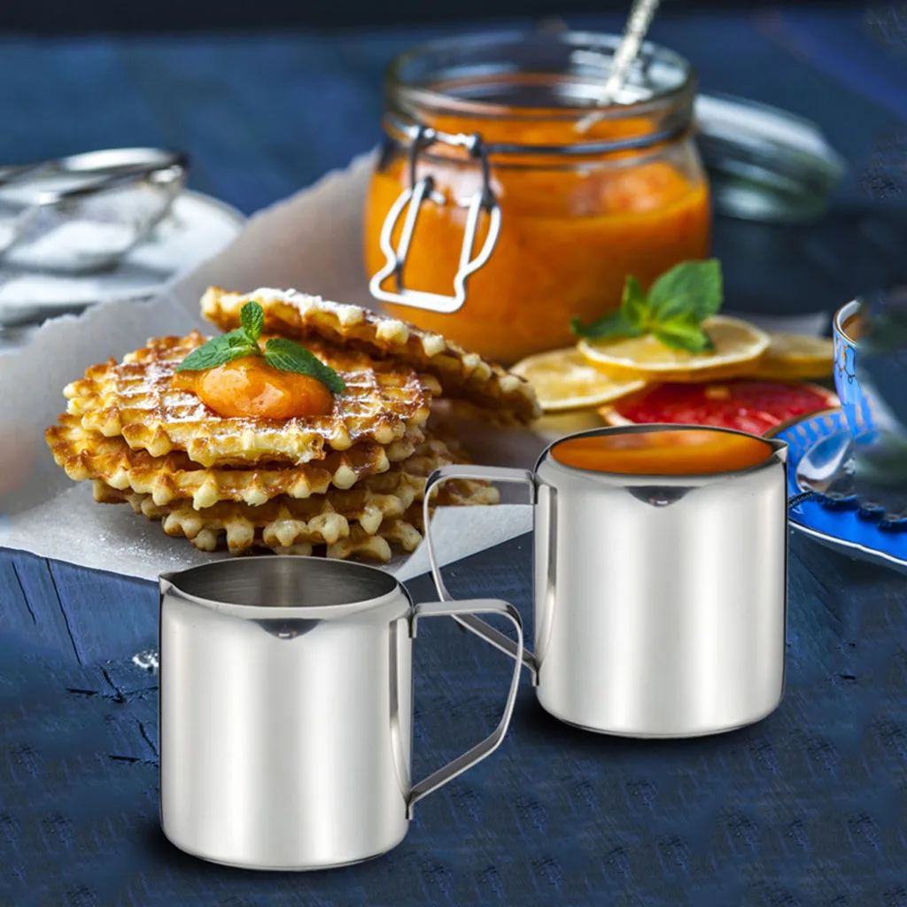2-Pack of Milk Frothing Pitchers Stainless Steel Milk Pitcher 1oz & 2oz for Coffee Espresso Maker Milk  - Silver