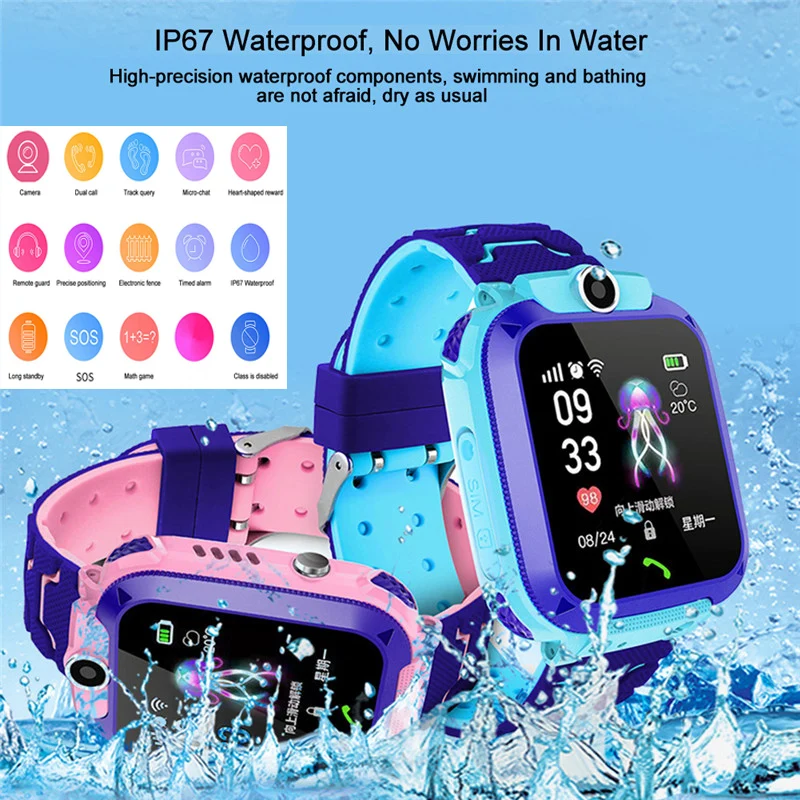 

Q12 Smart Phone Watch for Children Student Kids Waterproof Smart Watch Dial Call Voice Chat 70h Standby Precise Positioning SOS