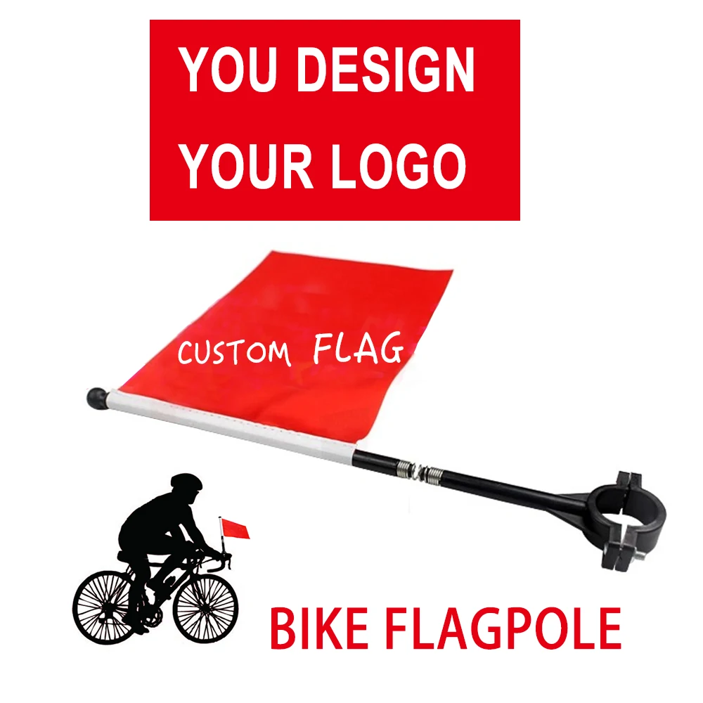 2pieces Bicycle Handle Bar Flagpole custom flag safety Front Outdoor Riding Mountain Bike Team | Дом и сад