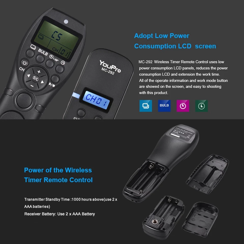 YouPro MC-292 DC0 Wireless Shutter Timer Remote For Nikon Z9 Z8
