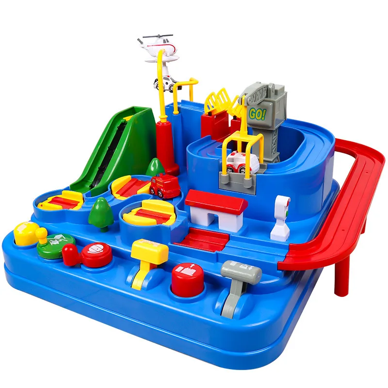 

3 Children 4-Car Checkpoints Big Train tuo ma si Little Adventure Douyin Boy Educational Toy Rail Car 1-Year-Old 6