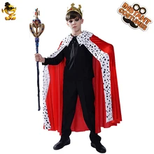Детский Королевский Плащ принцессы на Хэллоуин; костюм для косплея на Хэллоуин и карнавал; красный плащ с короной; костюмы для мальчиков