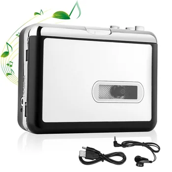 

2-in-1 Audio Tape Converter Portable Stereo Cassette Recorder Player with Headphones No PC Required