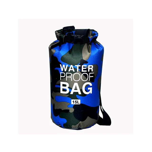 30L Waterproof Swimming Bag Dry Sack Camouflage Colors Fishing Boating Kayaking Storage Drifting Rafting Bag 2L 5L 10L 15L XAZ9 15L Blue