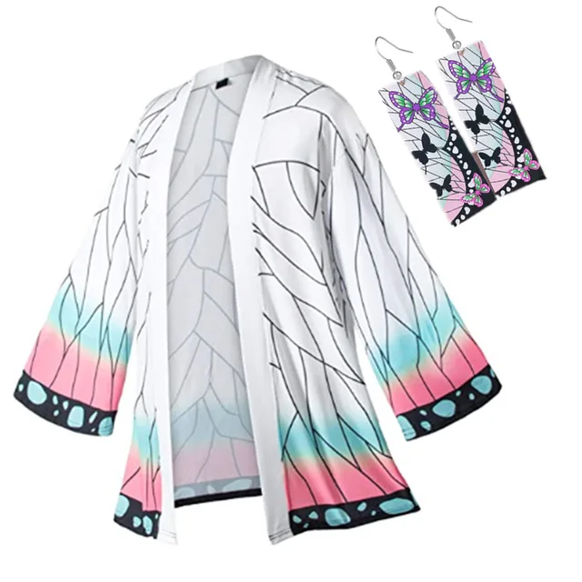 Demon Slayer Kimetsu No Yaiba Haori Kimono Cosplay Costume Agatsuma Zenitsu Kochou Shinobu Summer Coat Shirt Anime Clothing A3