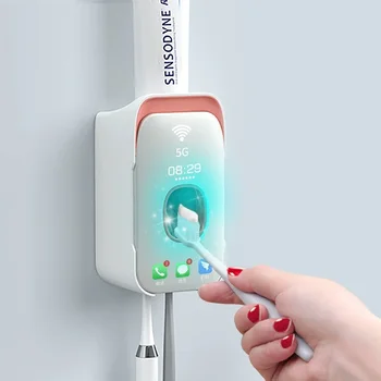 

Wall Mounted Automatic Toothpaste Squeezer Dispenser Plastic Dust-proof Toothbrush Holder For Toilet Bathroom Accessories
