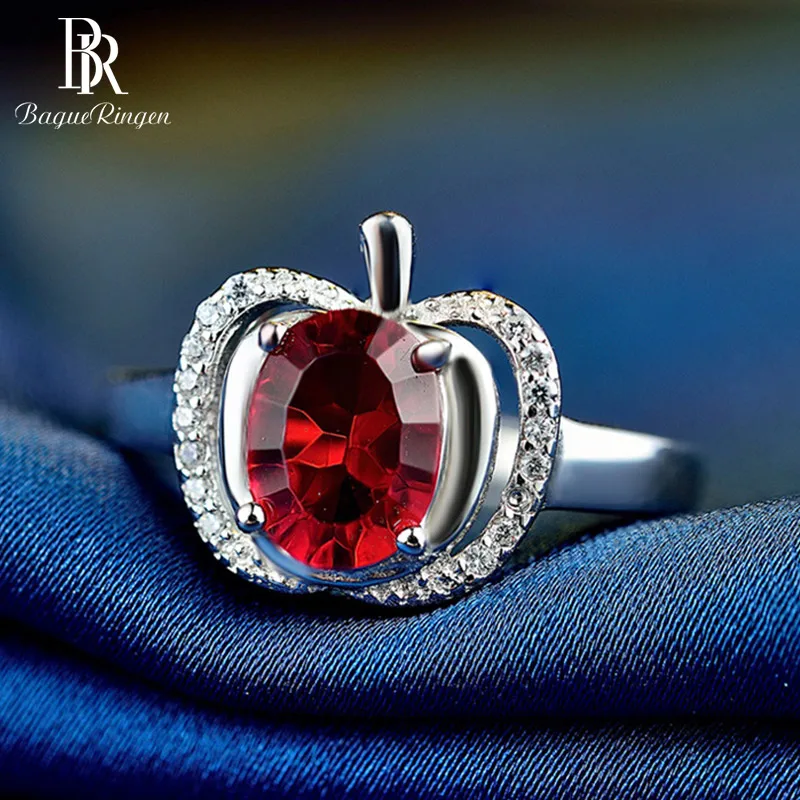 Bague Ringen Настоящее 925 пробы Серебряное кольцо с 8*5 мм Роскошный натуральный рубин Gestone обручальное кольцо свадебный подарок