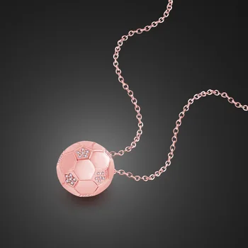 

Football Necklace 100%925 Sterling Silver Rose Gold Small Ball Pendant Chain Fashion Woman Silver Chocker Jewelry Gift Wholesale
