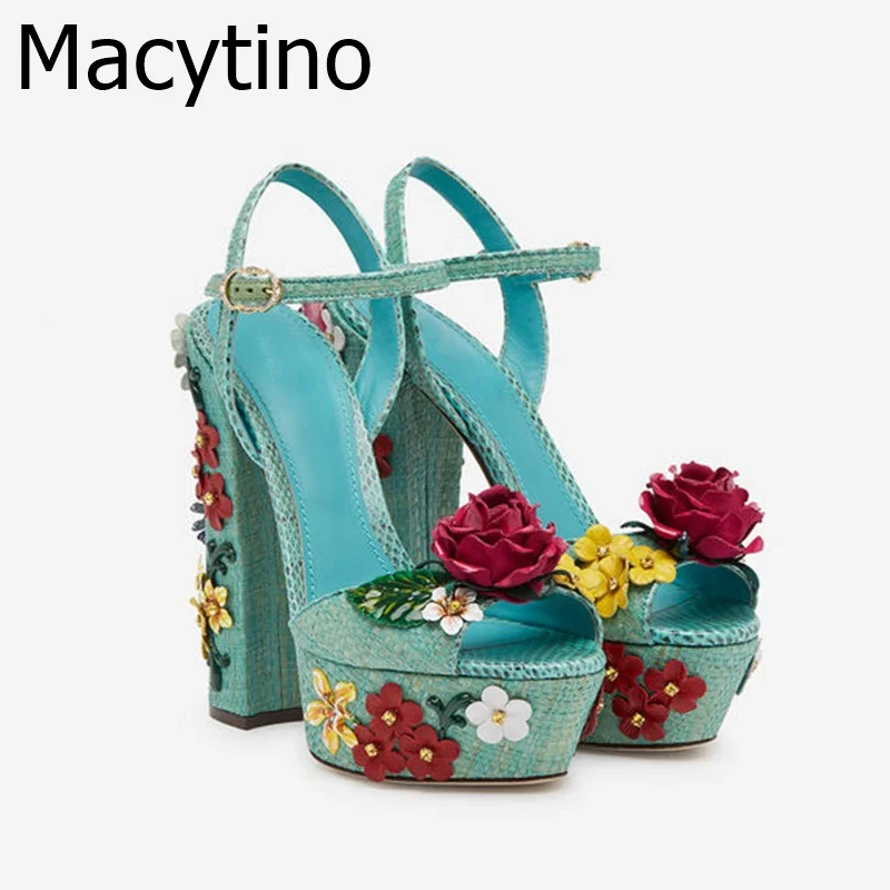 Light Blue Platform Sandals Chunky High 