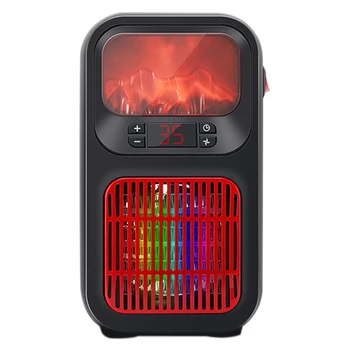 

Mini Electric Flame Heater with 7 Colors Light Portable Fan Space Room Heater Air Heating Space Winter Warmer Fan