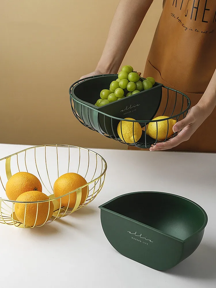 

Nordic Style Iron Storage Basket Bread/Fruits/Snacks Plates Kitchen Living Room Bedroom Sundries Storage Tray Home Decoration
