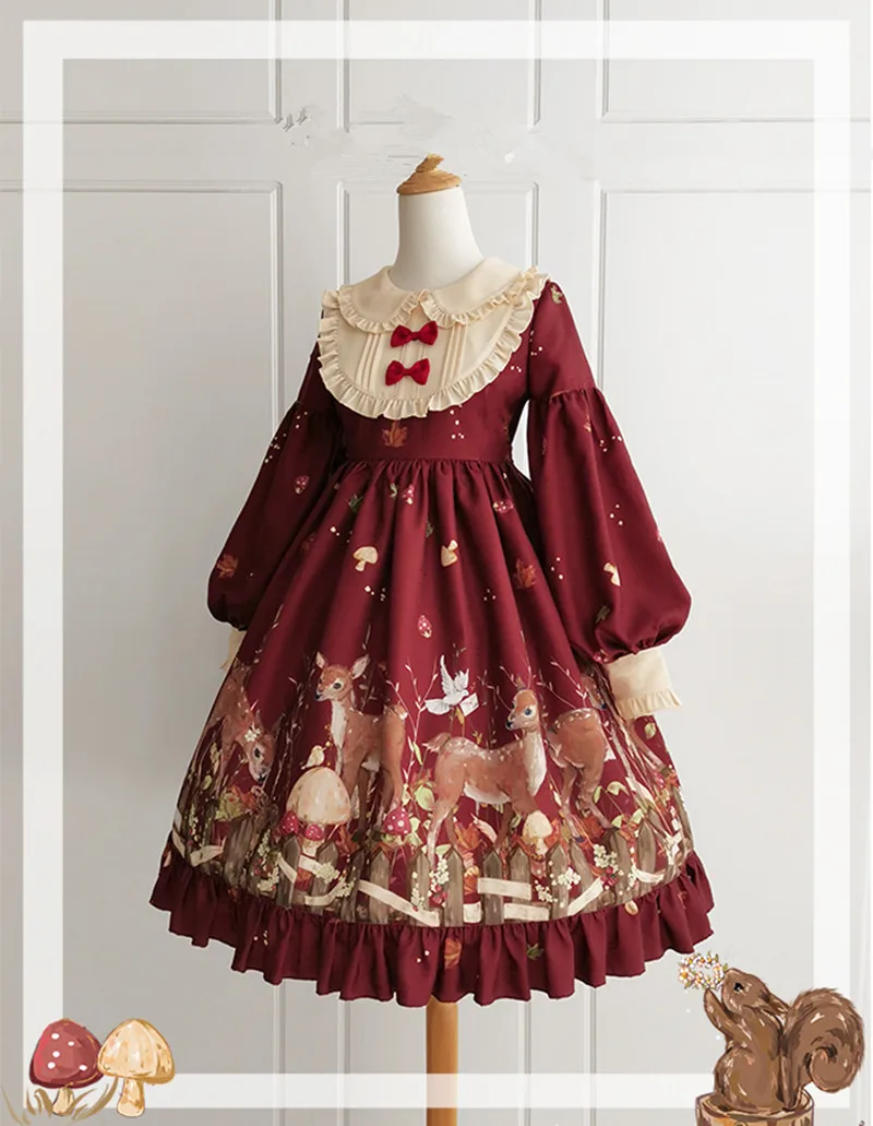 Lolita Dress Long Sleeve Christmas Pattern Pleated Lolita One Piece Dress Lolita Dresses Aliexpress