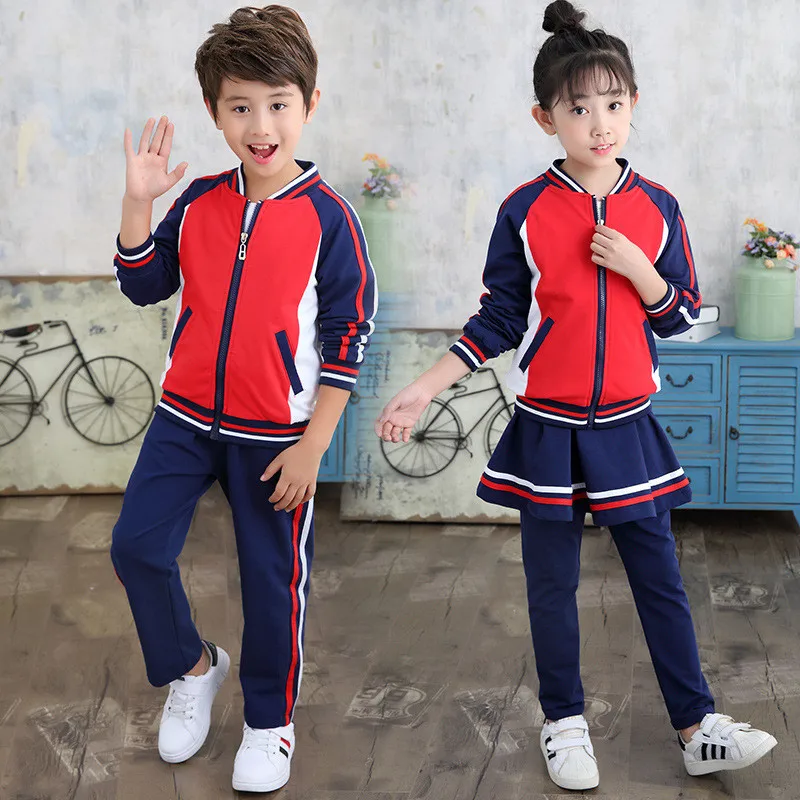 

Children Adult Cotton Korean Japanese Student School Uniforms Girls Boys Kids Autumn Outdoor Sports baseball tracksuit Outfits