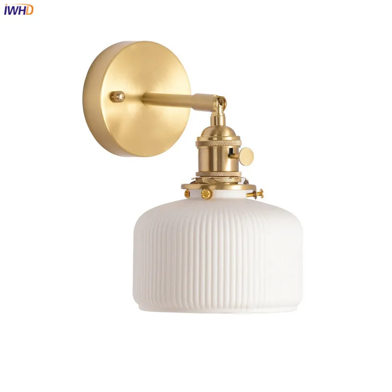 Iwhd Lampade Da Parete A Led In Ceramica Nordica Interruttore Soggiorno Specchio Da Bagno Rame Moderno Accanto Alla Lampada Lampada Da Parete Illumina